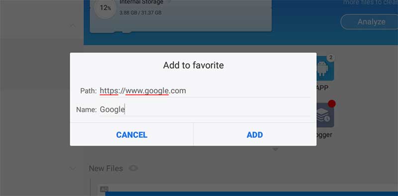 adding google to favorites