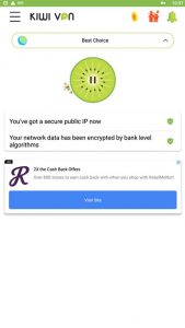 kiwi VPN Connector home screen