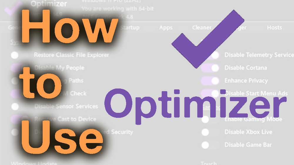 How to use Optimizer PC App